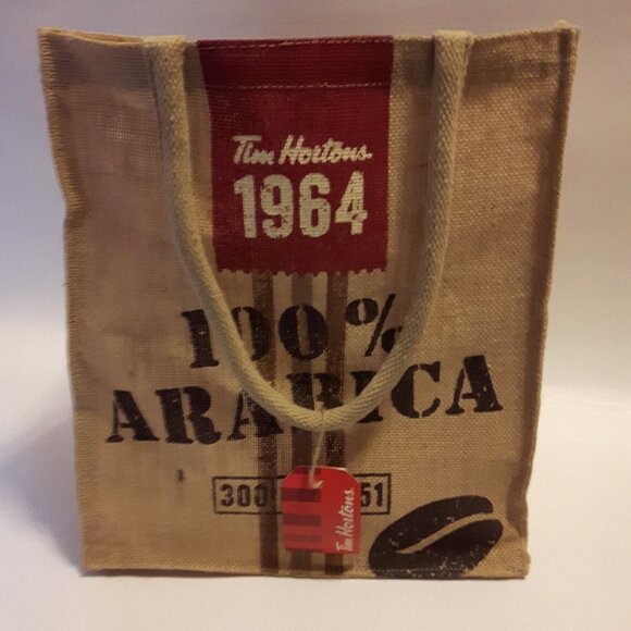 Tim Hortons Tote Bag 100% Jute Tim Horton's Coffee Burlap Coffee Sack - Picture 1 of 6